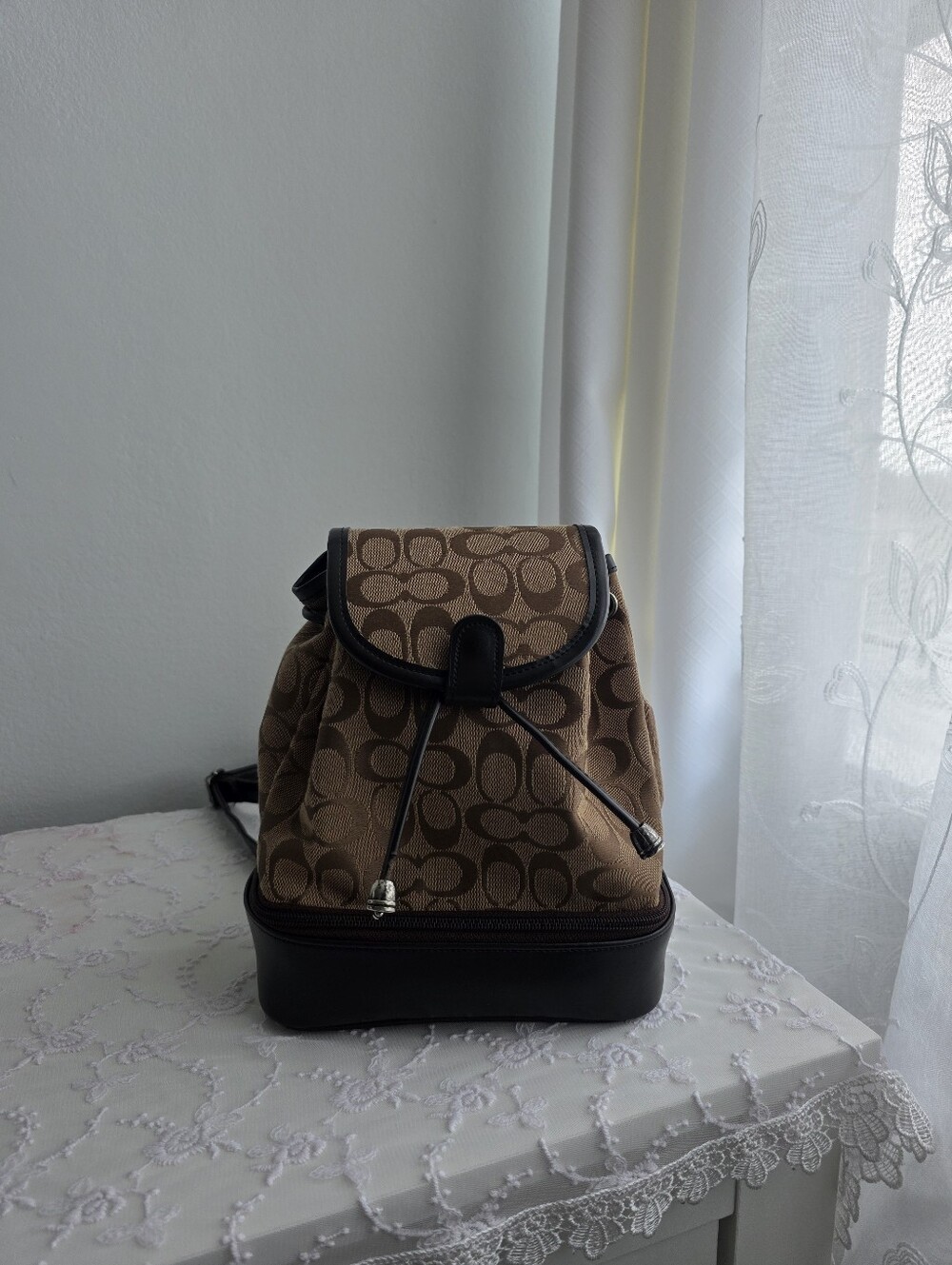 Brown C Signature Drawstring Backpack
